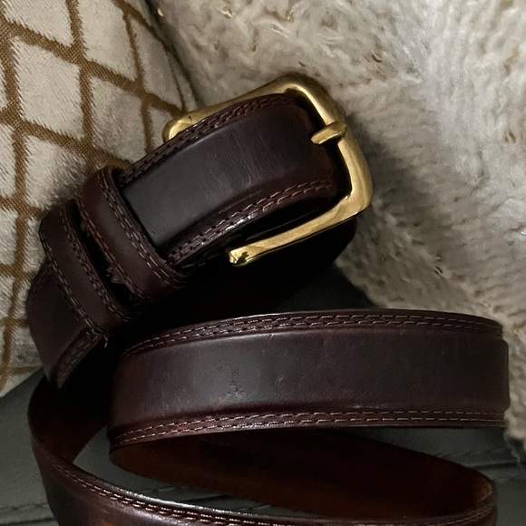 Other - Vintage BROWN Genuine LEATHER OIL TANNED COWHIDE Belt With SOLID BRASS BELT 38